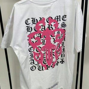Chrome Hearts Pink Sword White Short Sleeve T-Shirt